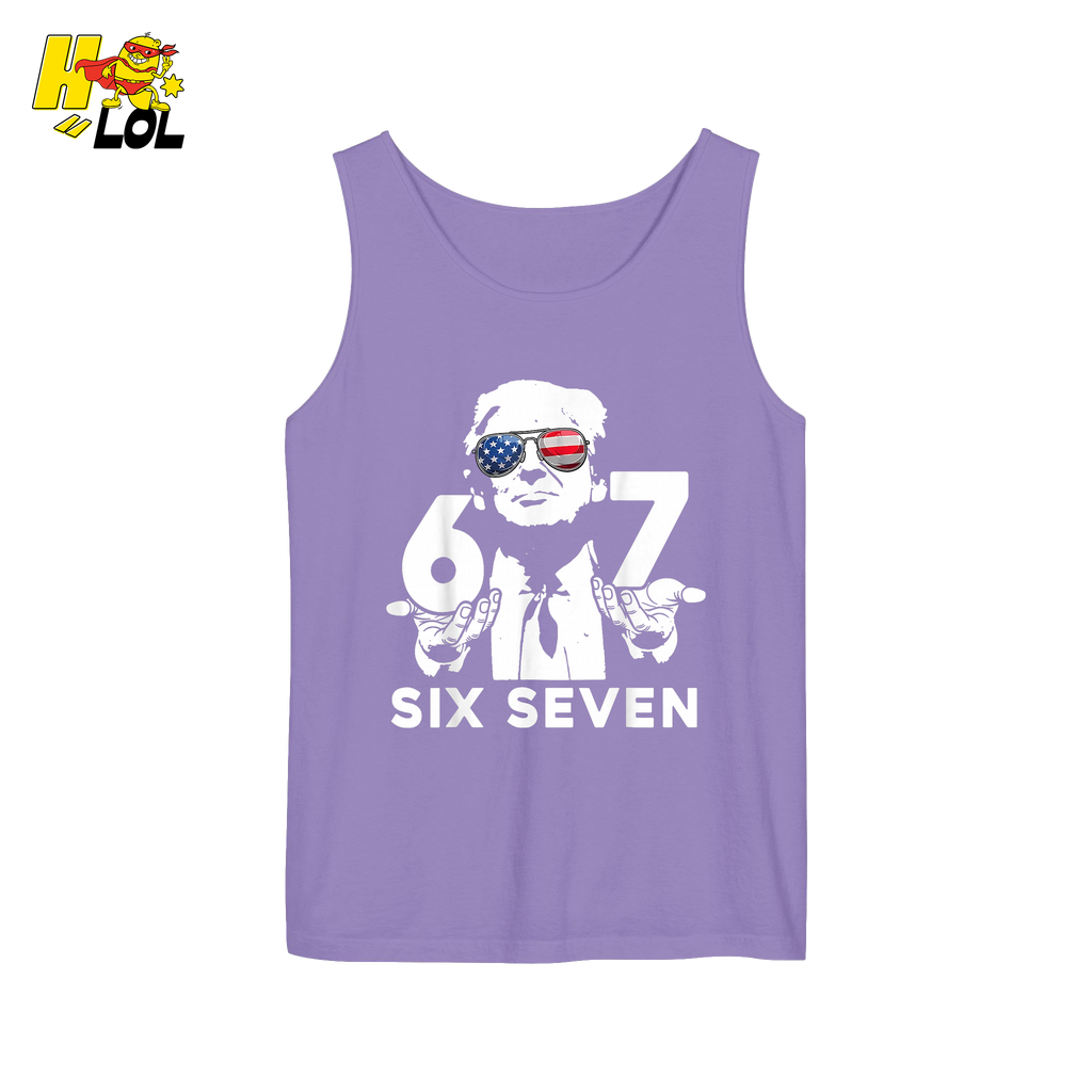 Six Seven Shirt 67 Patriotic Sunglasses Meme Graphic Shirt - HQLOL