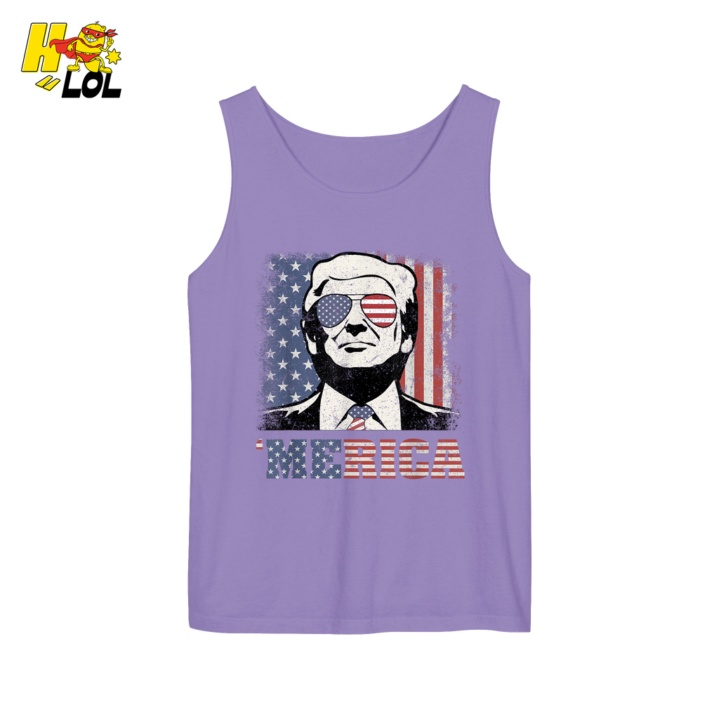 Merica Shirt Patriotic USA Flag Sunglasses Graphic Sweatshirt - HQLOL