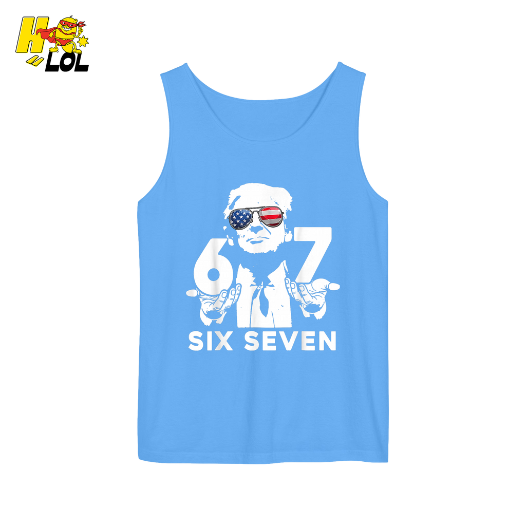 Six Seven Shirt 67 Patriotic Sunglasses Meme Graphic Shirt - HQLOL