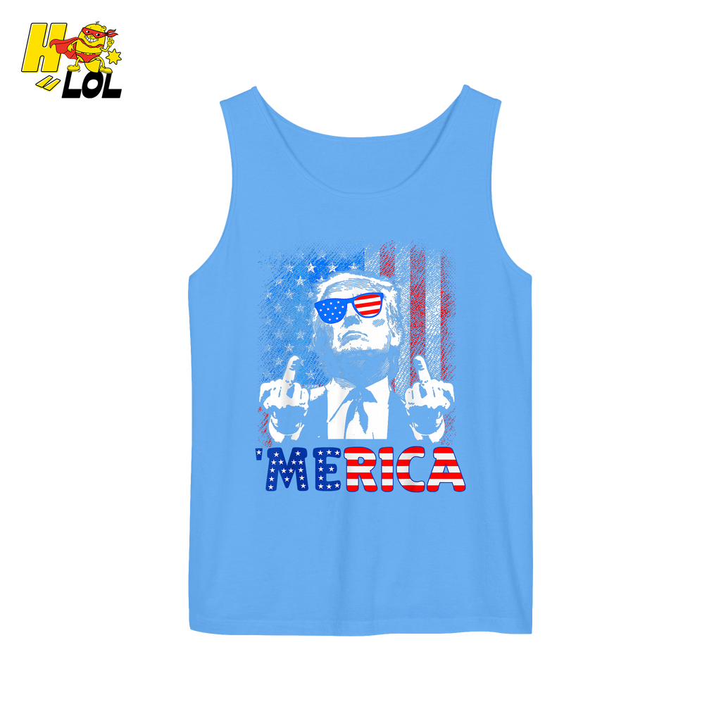 Merica Shirt Funny Patriotic USA Flag Graphic Shirt - HQLOL