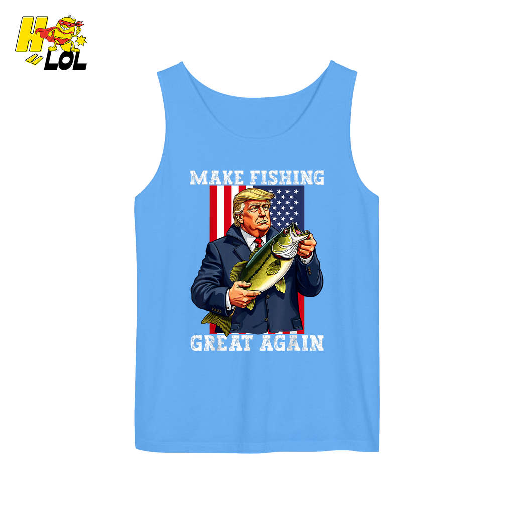 Make Fishing Great Again Shirt Funny Patriotic Bass Fishing Shirt - HQLOL