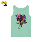 Trump Riding T-Rex American Flag Epic Patriotic Funny Gift Shirt - HQLOL