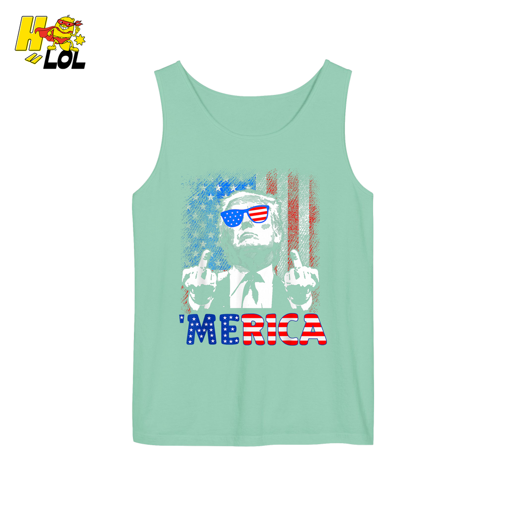 Merica Shirt Funny Patriotic USA Flag Graphic Shirt - HQLOL
