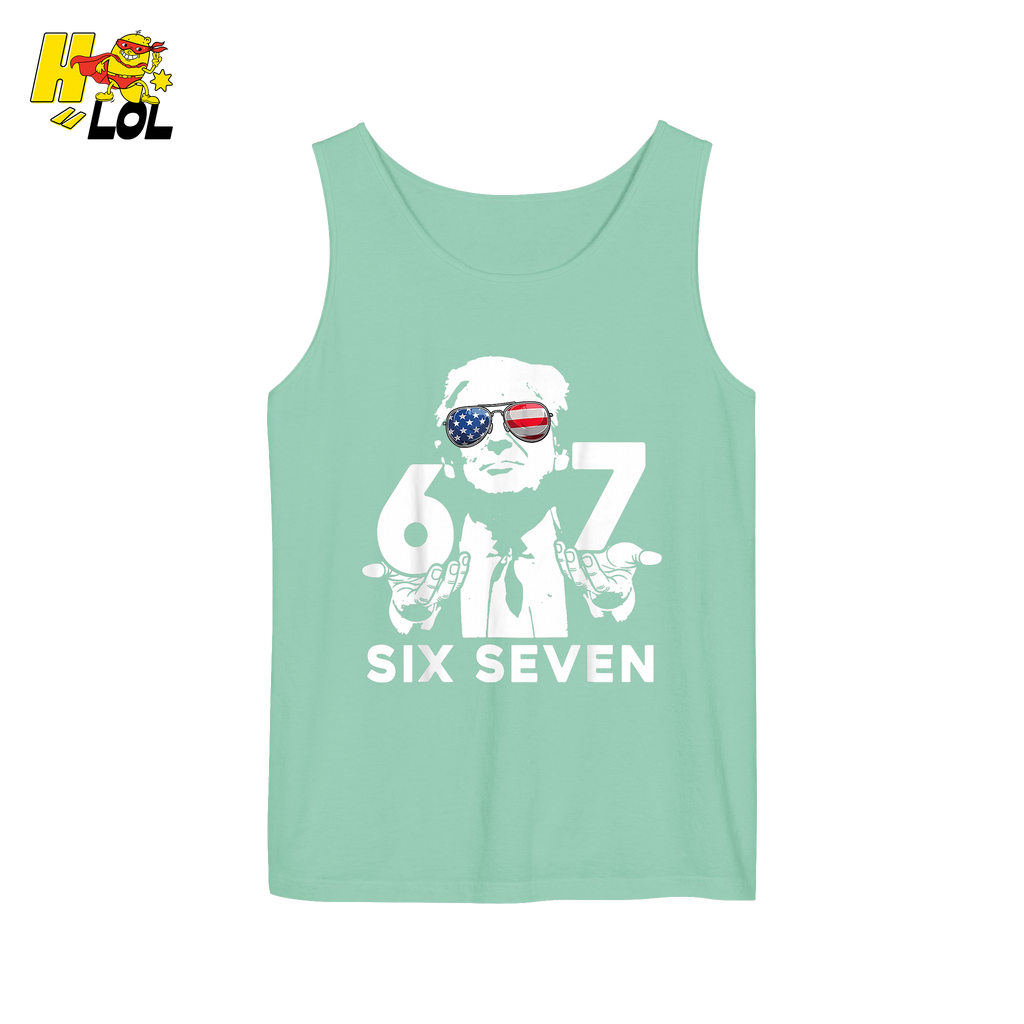 Six Seven Shirt 67 Patriotic Sunglasses Meme Graphic Shirt - HQLOL