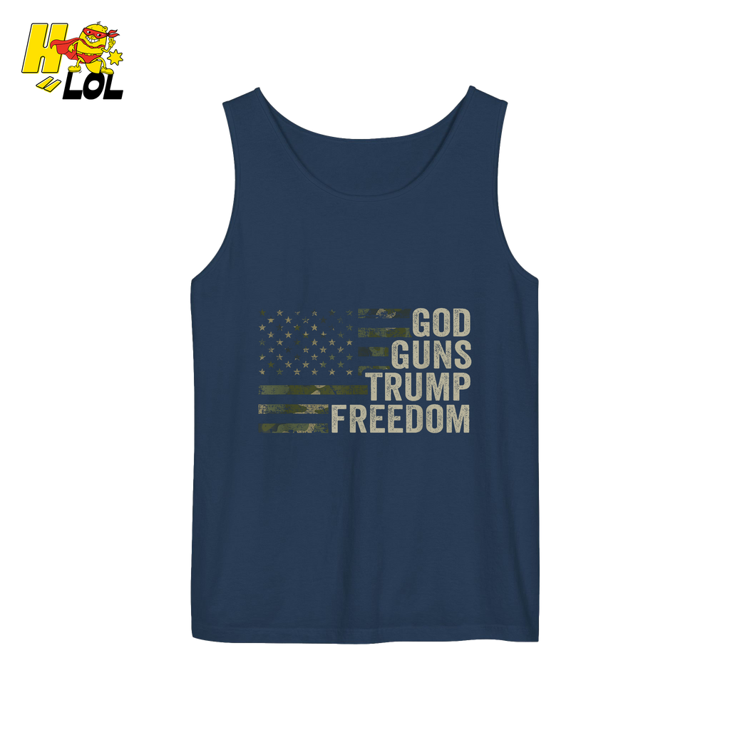 God Guns Trump Freedom Shirt Patriotic Camo Flag Shirt - HQLOL