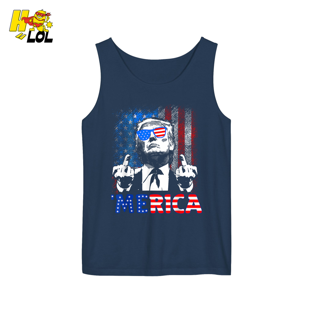 Merica Shirt Funny Patriotic USA Flag Graphic Shirt - HQLOL