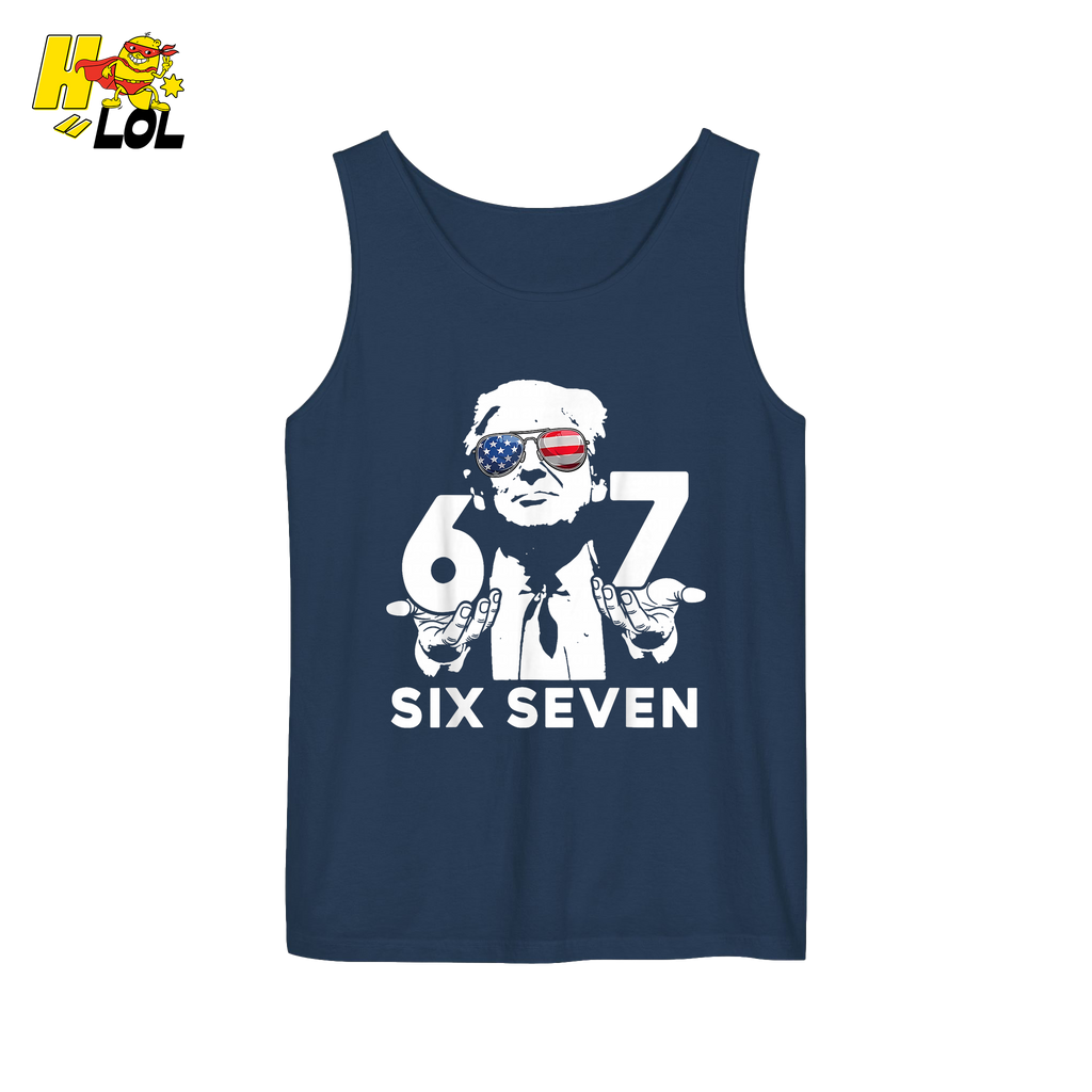 Six Seven Shirt 67 Patriotic Sunglasses Meme Graphic Shirt - HQLOL