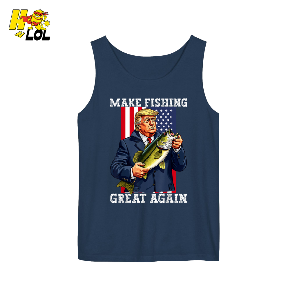 Make Fishing Great Again Shirt Funny Patriotic Bass Fishing Shirt - HQLOL