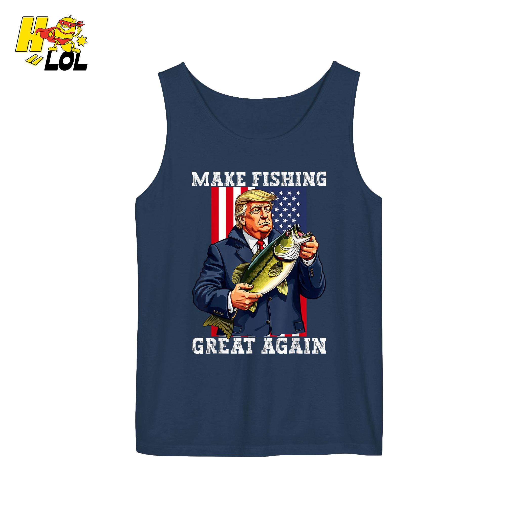 Make Fishing Great Again Shirt Funny Patriotic Bass Fishing Shirt - HQLOL
