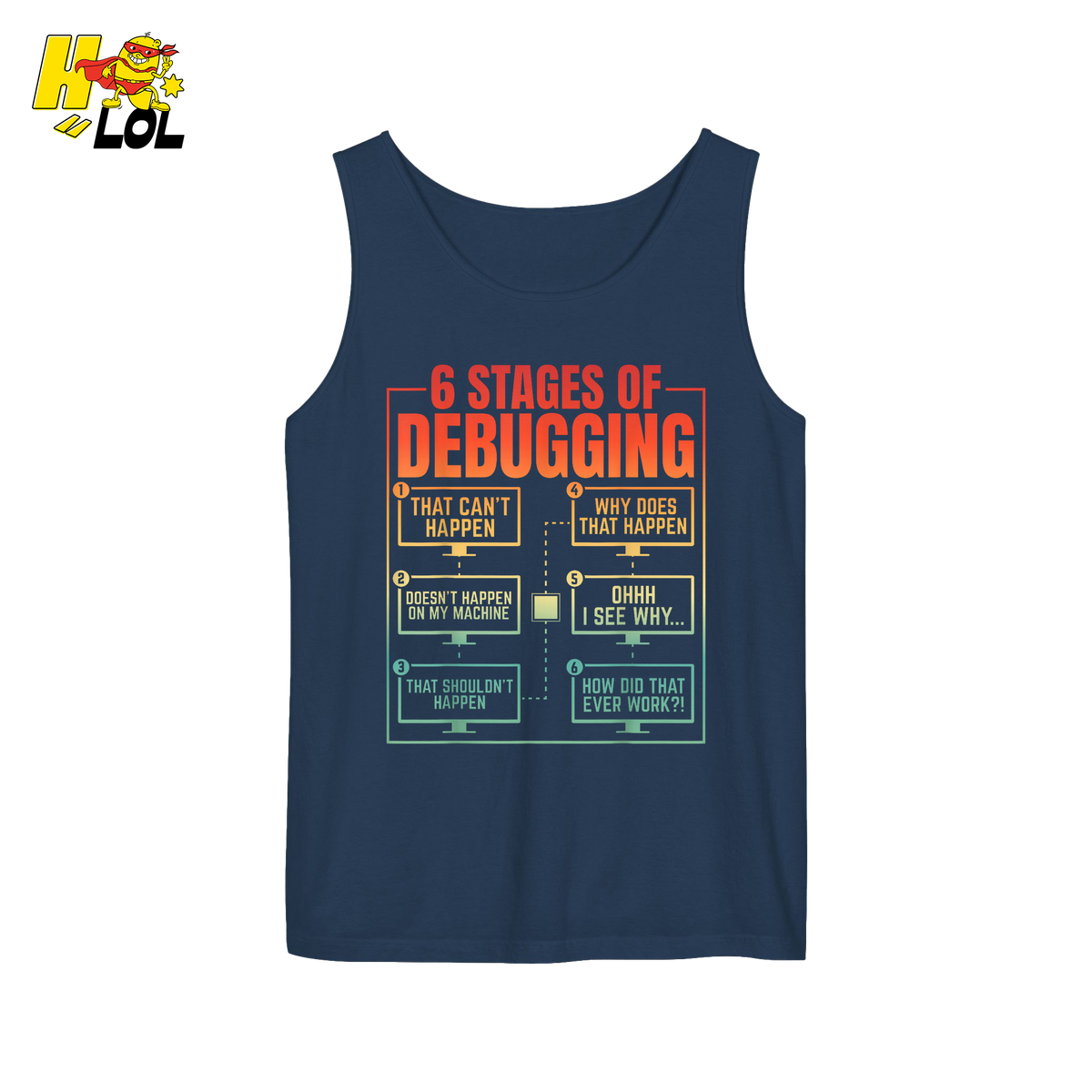 6 Stages of Debugging Shirt Funny Programmer Coding Gifts - HQLOL