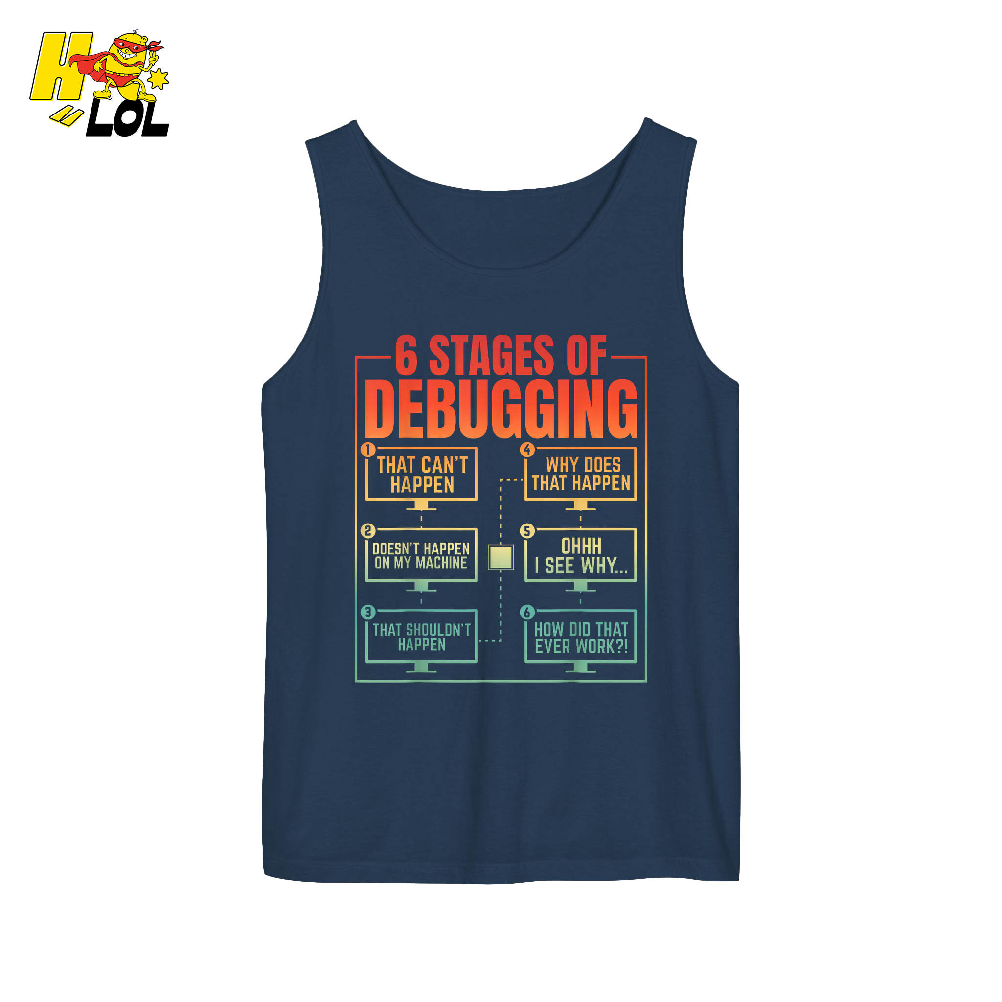 6 Stages of Debugging Shirt Funny Programmer Coding Gifts - HQLOL