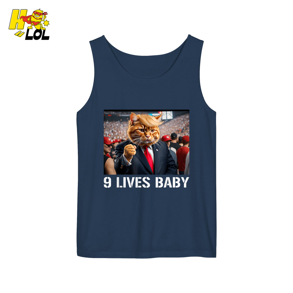 9 Lives Baby Shirt Funny Cat Meme Graphic Shirt - HQLOL