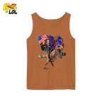 Trump Riding T-Rex American Flag Epic Patriotic Funny Gift Shirt - HQLOL