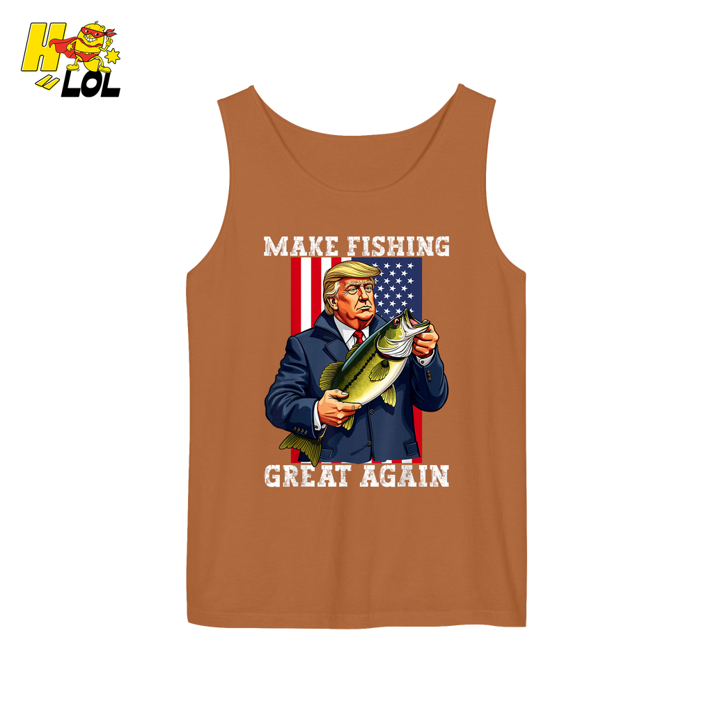 Make Fishing Great Again Shirt Funny Patriotic Bass Fishing Shirt - HQLOL