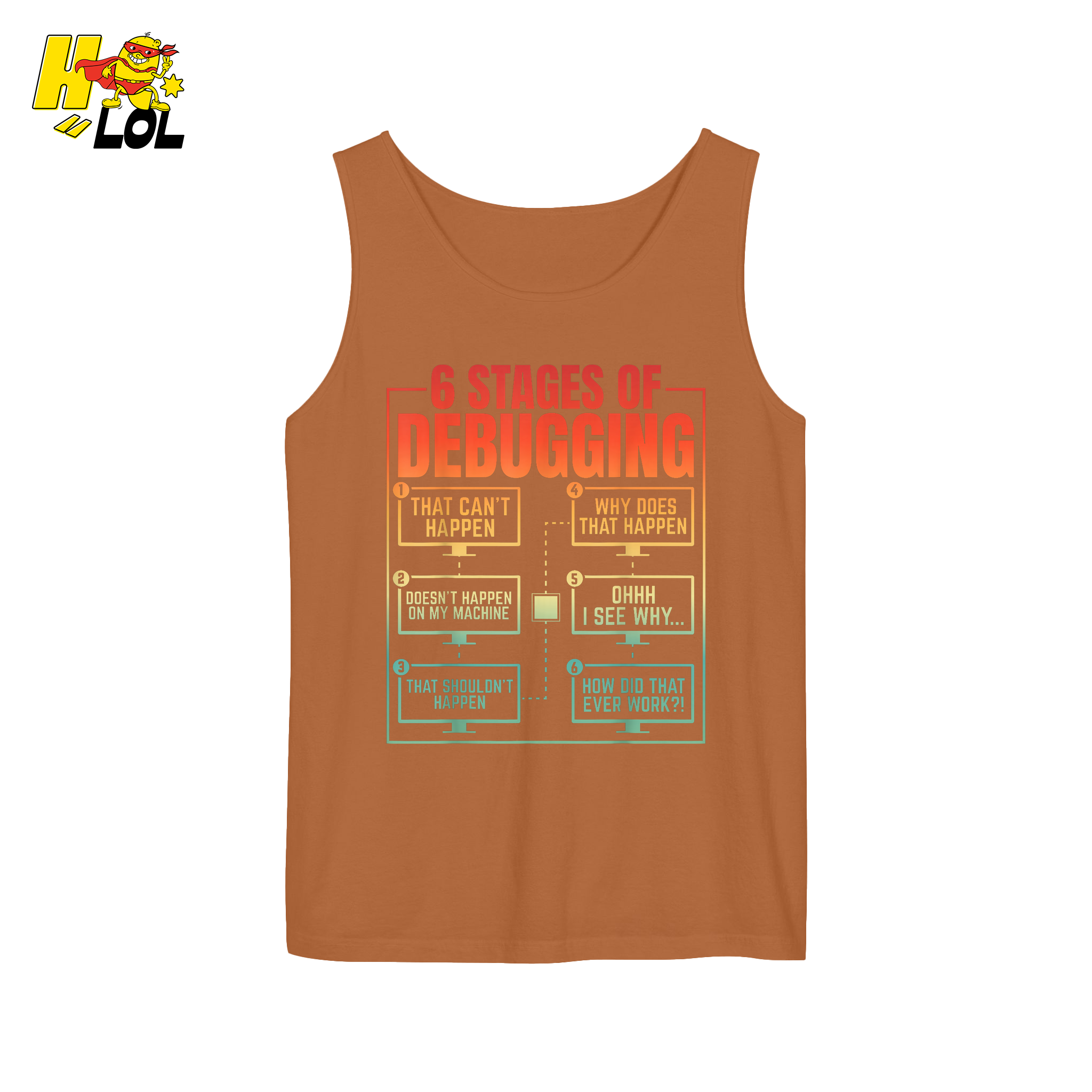 6 Stages of Debugging Shirt Funny Programmer Coding Gifts - HQLOL