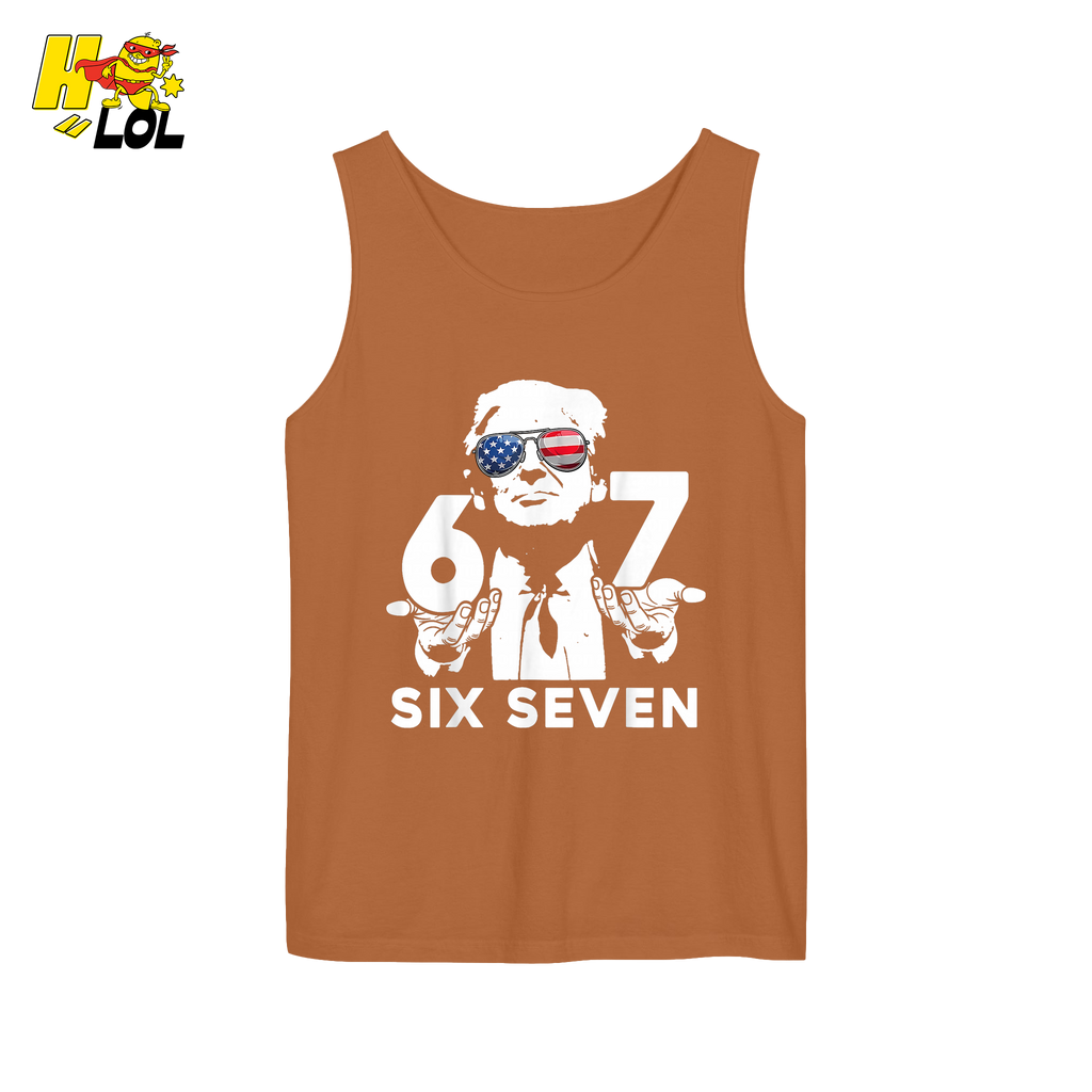 Six Seven Shirt 67 Patriotic Sunglasses Meme Graphic Shirt - HQLOL