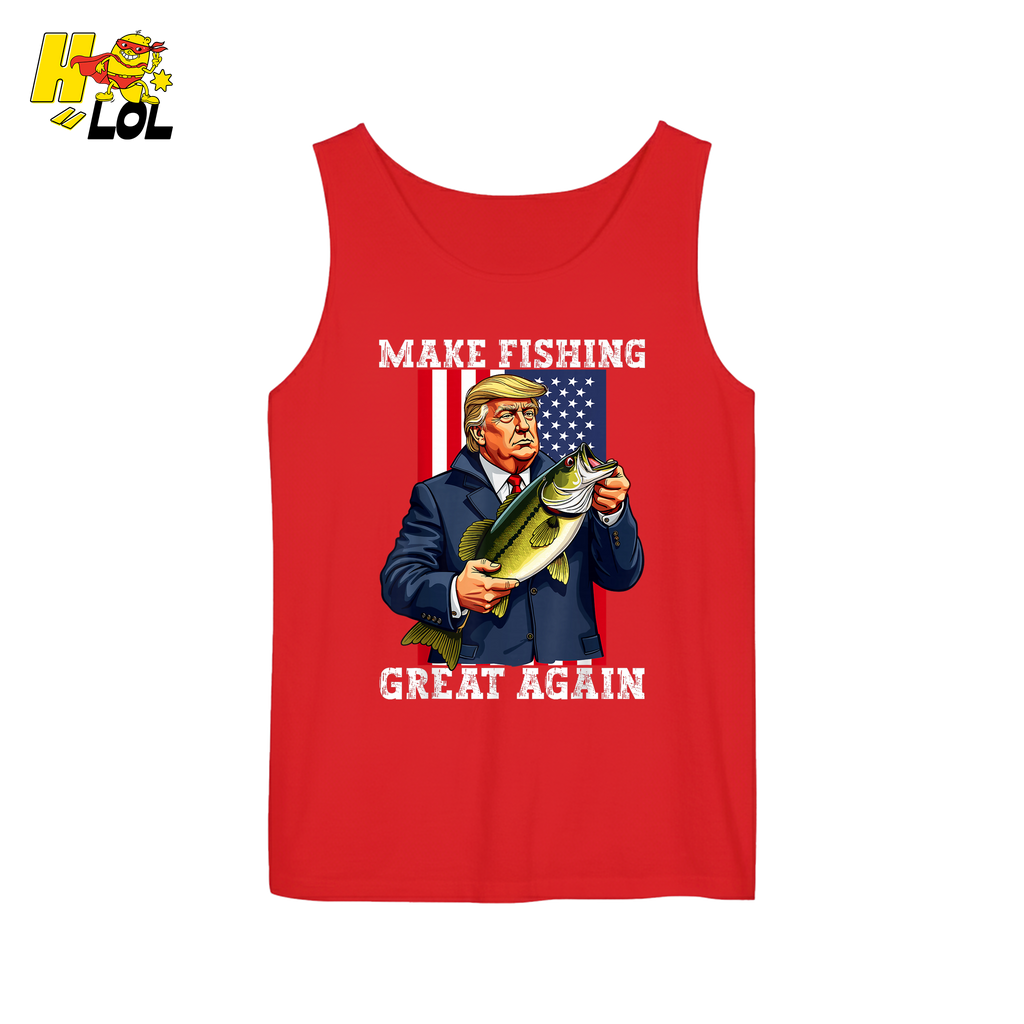 Make Fishing Great Again Shirt Funny Patriotic Bass Fishing Shirt - HQLOL