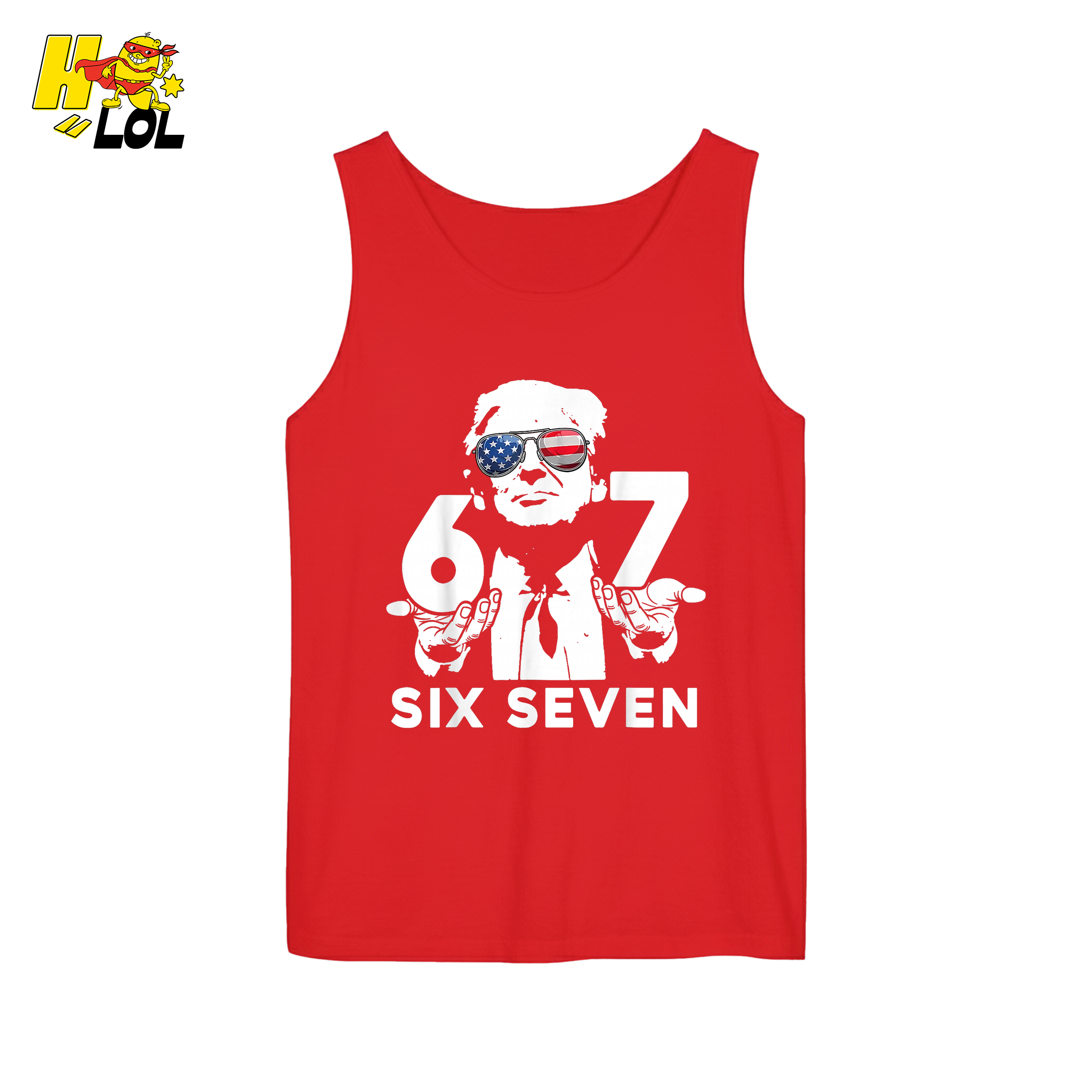Six Seven Shirt 67 Patriotic Sunglasses Meme Graphic Shirt - HQLOL