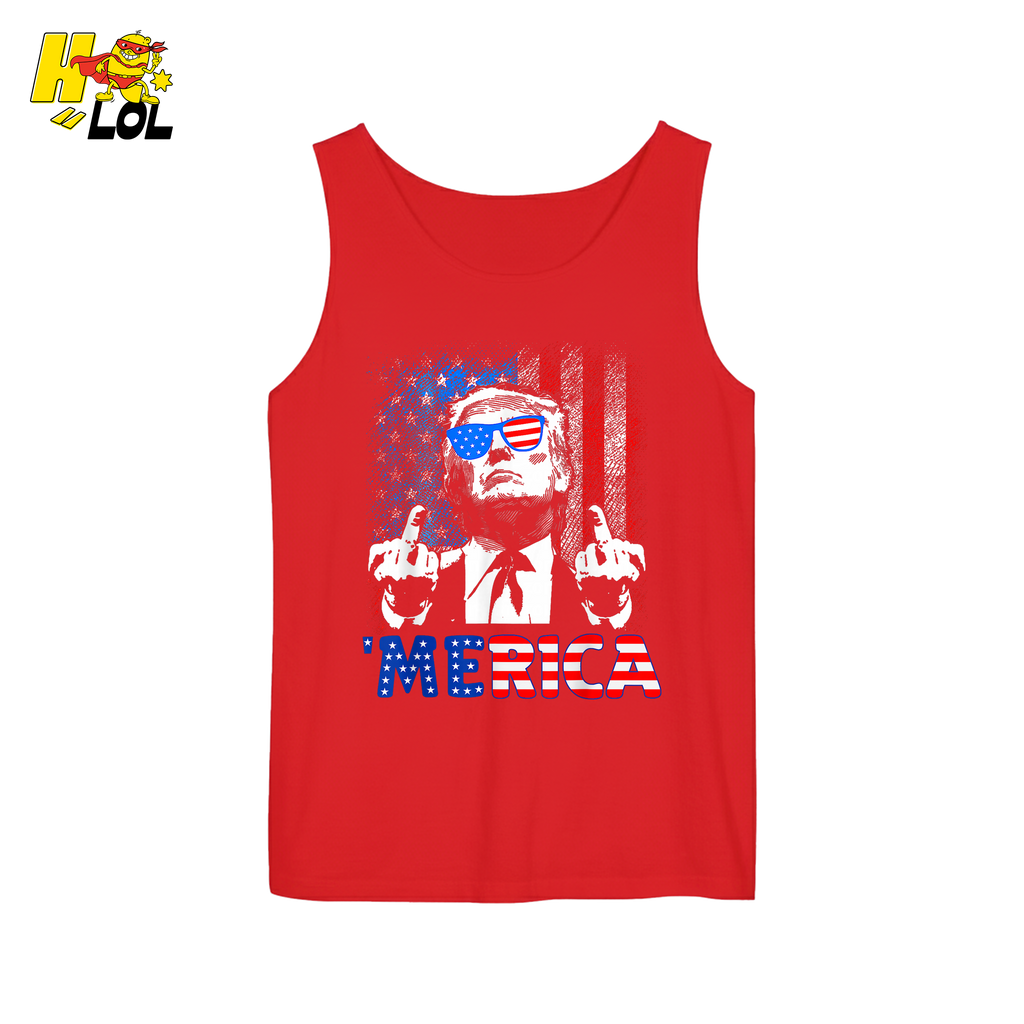 Merica Shirt Funny Patriotic USA Flag Graphic Shirt - HQLOL