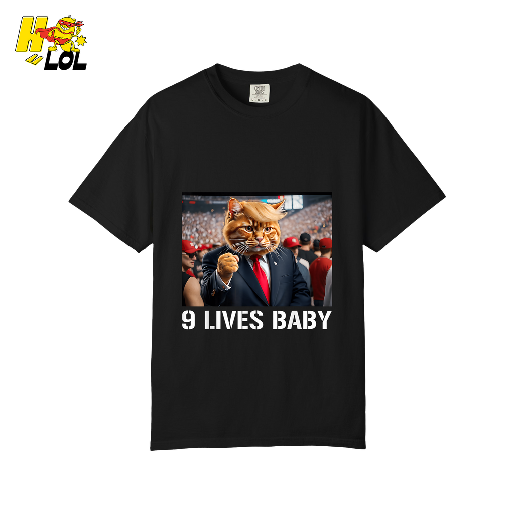 9 Lives Baby Shirt Funny Cat Meme Graphic Shirt - HQLOL