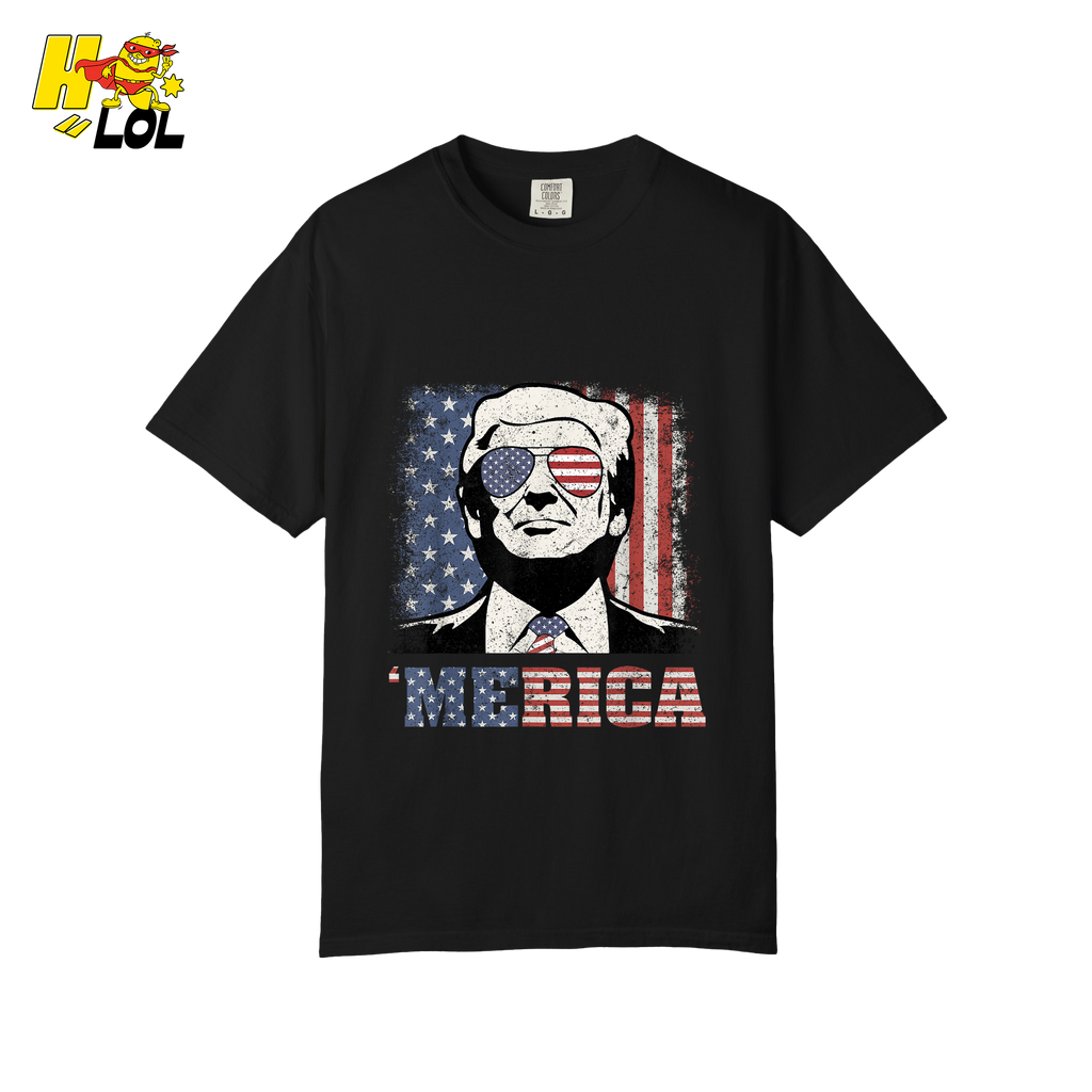 Merica Shirt Patriotic USA Flag Sunglasses Graphic Sweatshirt - HQLOL