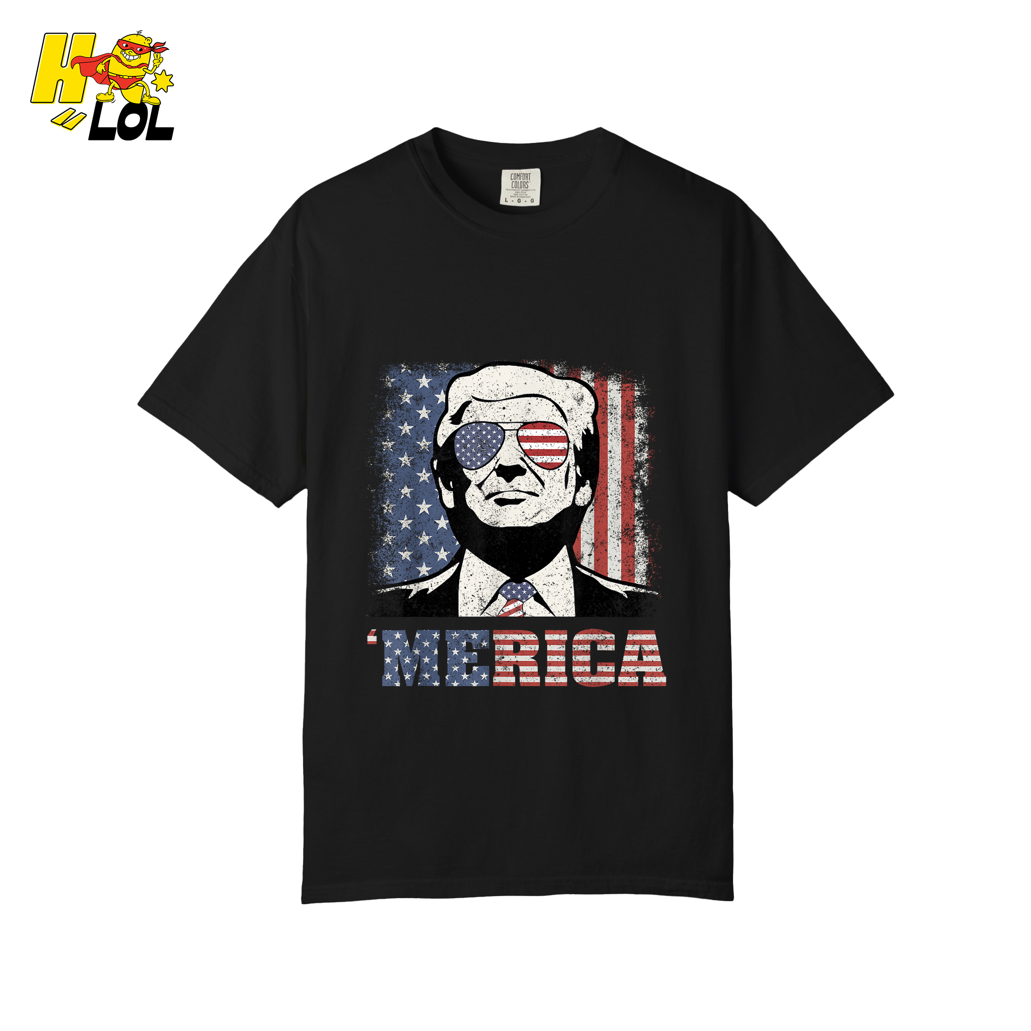 Merica Shirt Patriotic USA Flag Sunglasses Graphic Sweatshirt - HQLOL