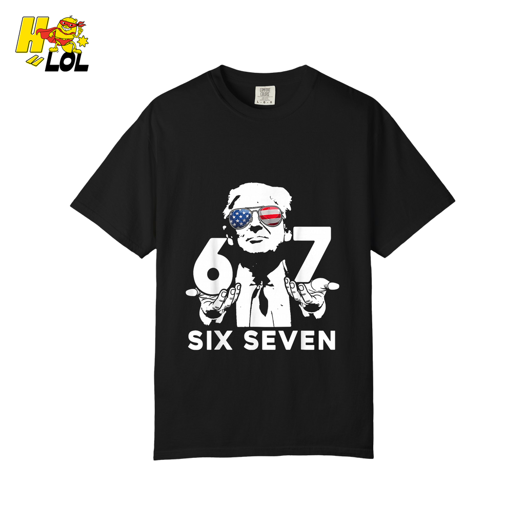 Six Seven Shirt 67 Patriotic Sunglasses Meme Graphic Shirt - HQLOL