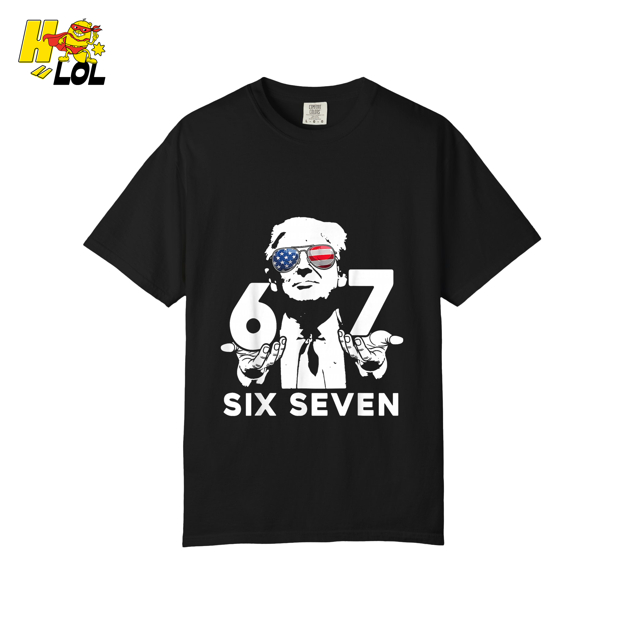 Six Seven Shirt 67 Patriotic Sunglasses Meme Graphic Shirt - HQLOL