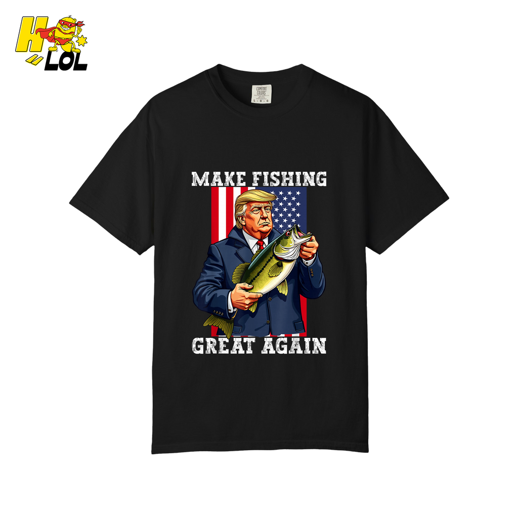 Make Fishing Great Again Shirt Funny Patriotic Bass Fishing Shirt - HQLOL