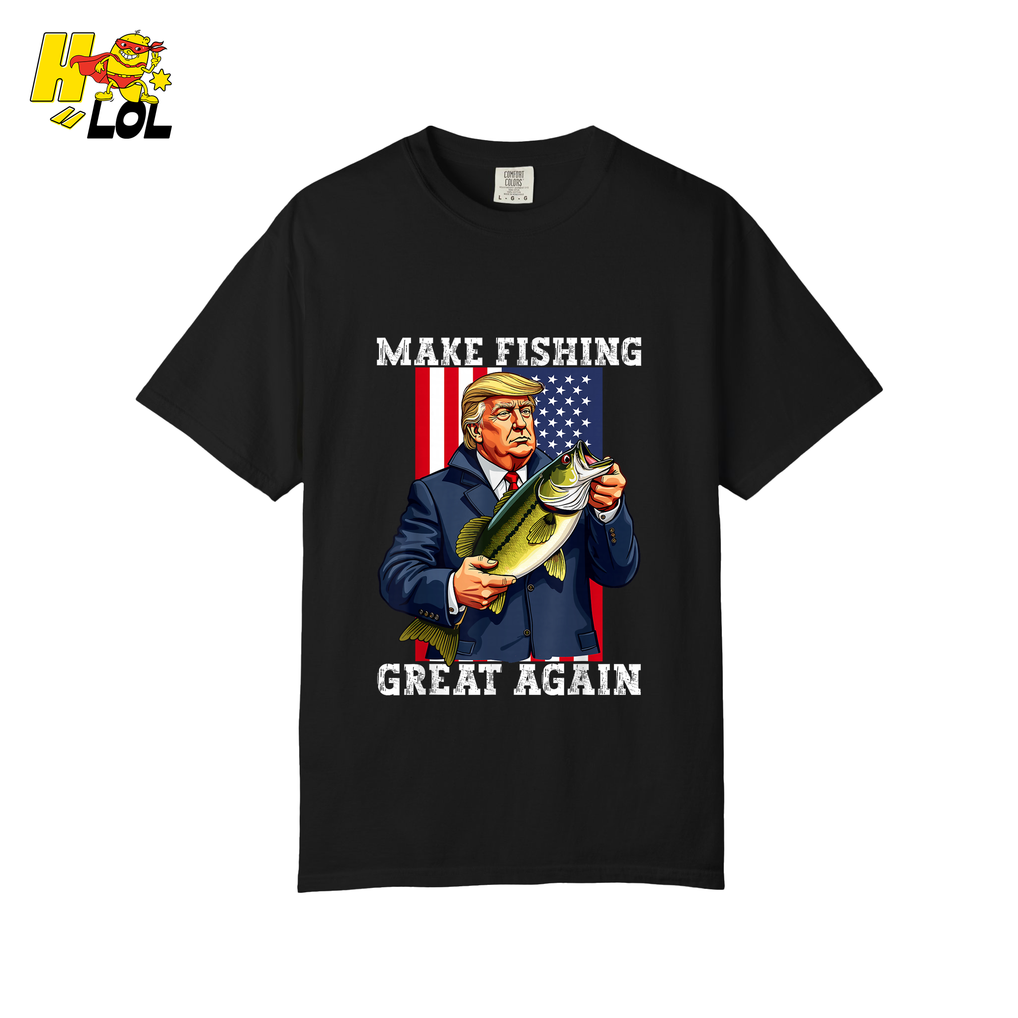 Make Fishing Great Again Shirt Funny Patriotic Bass Fishing Shirt - HQLOL