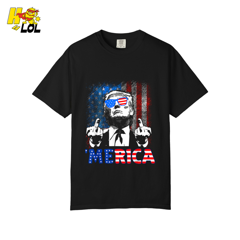 Merica Shirt Funny Patriotic USA Flag Graphic Shirt - HQLOL