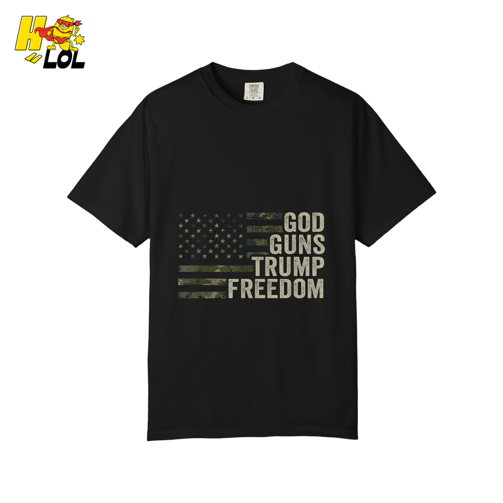 God Guns Trump Freedom Shirt Patriotic Camo Flag Shirt - HQLOL
