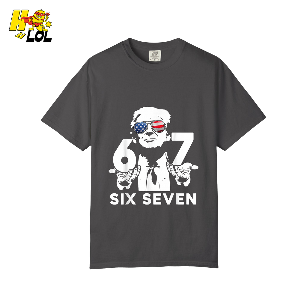 Six Seven Shirt 67 Patriotic Sunglasses Meme Graphic Shirt - HQLOL
