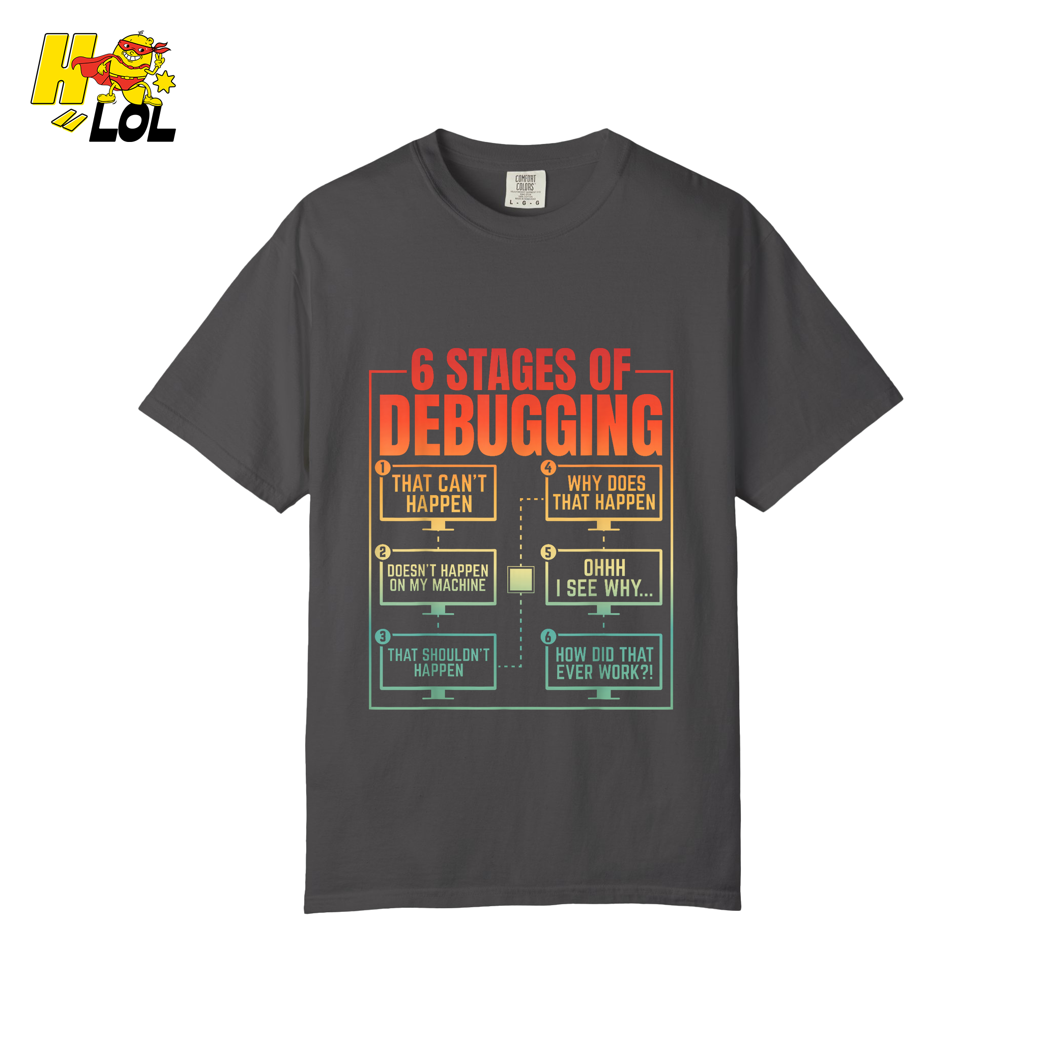 6 Stages of Debugging Shirt Funny Programmer Coding Gifts - HQLOL