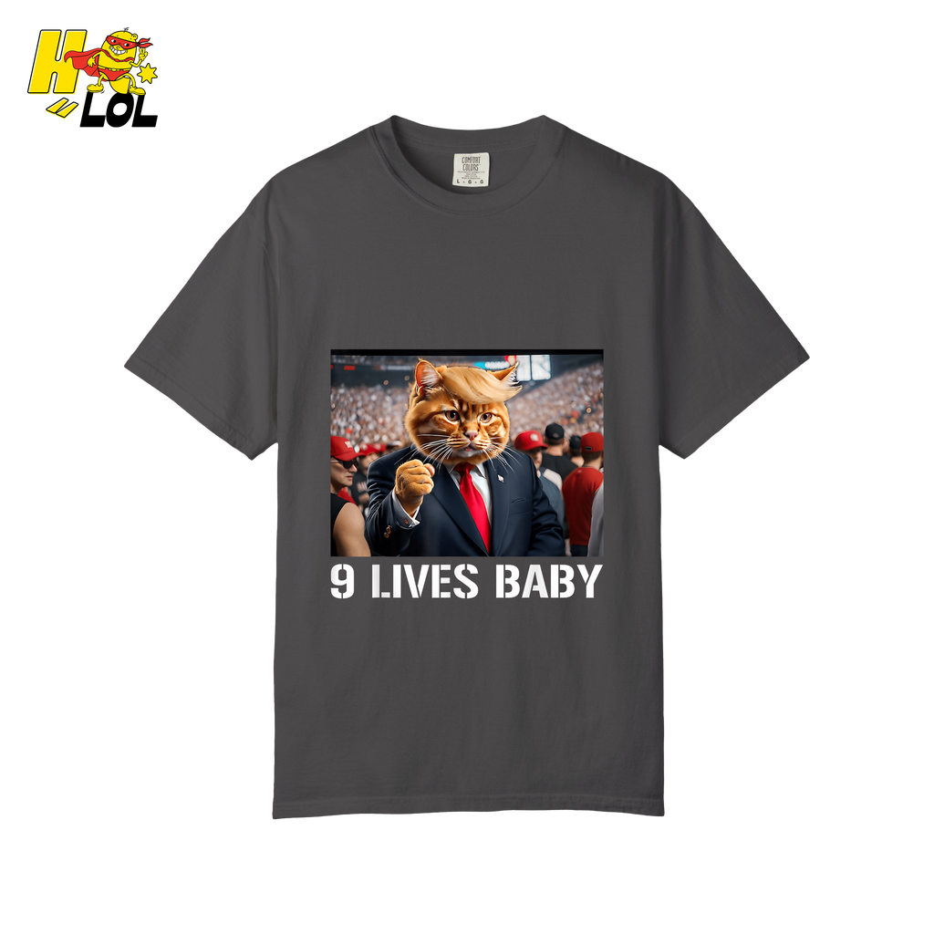 9 Lives Baby Shirt Funny Cat Meme Graphic Shirt - HQLOL