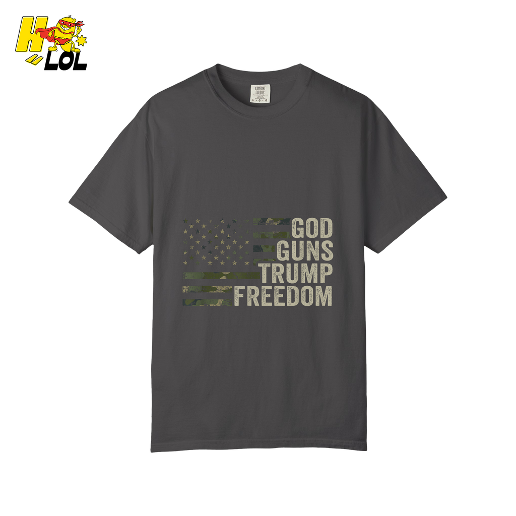 God Guns Trump Freedom Shirt Patriotic Camo Flag Shirt - HQLOL