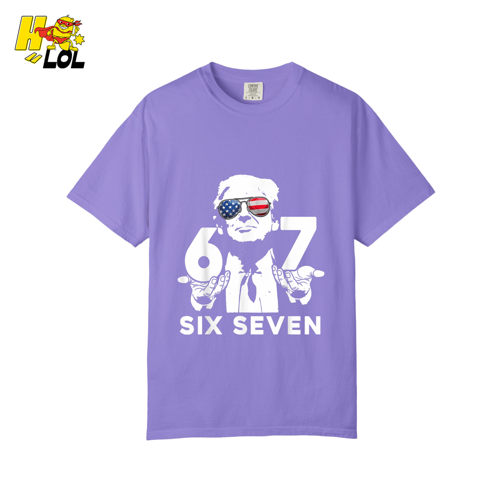 Six Seven Shirt 67 Patriotic Sunglasses Meme Graphic Shirt - HQLOL