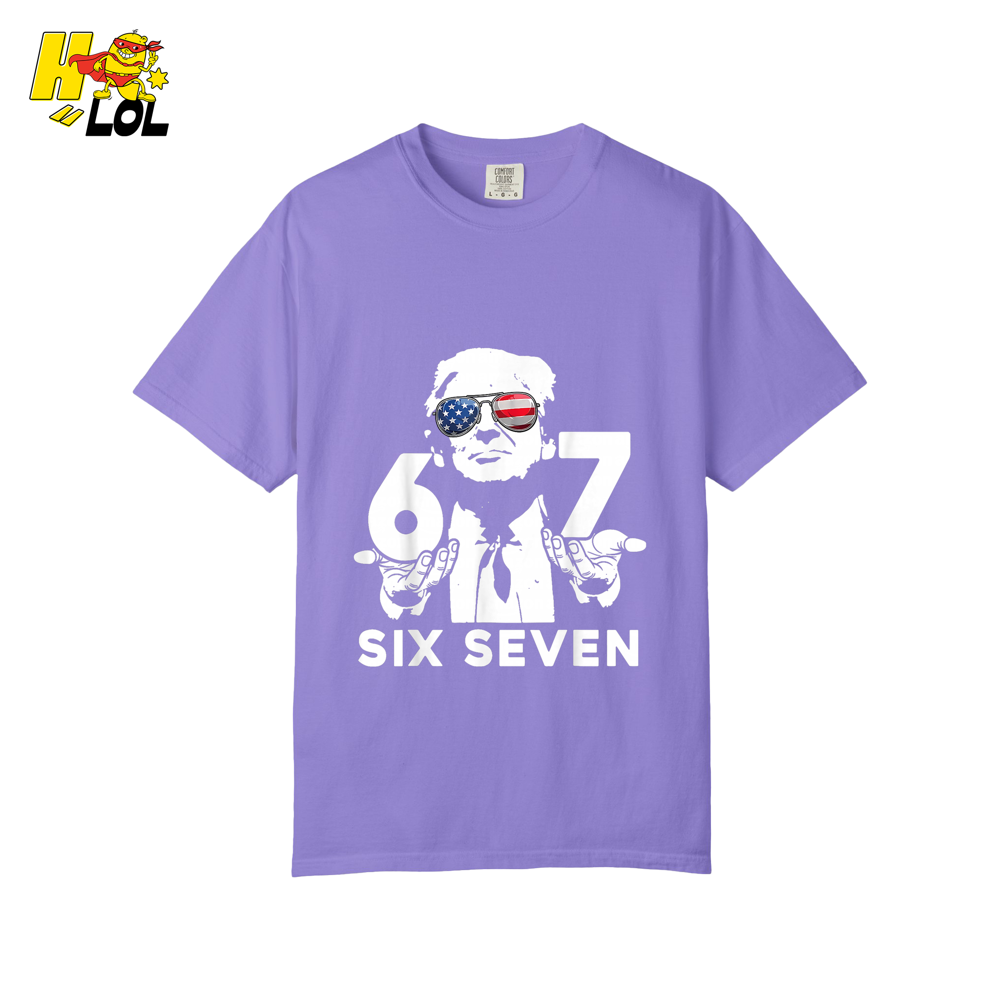 Six Seven Shirt 67 Patriotic Sunglasses Meme Graphic Shirt - HQLOL