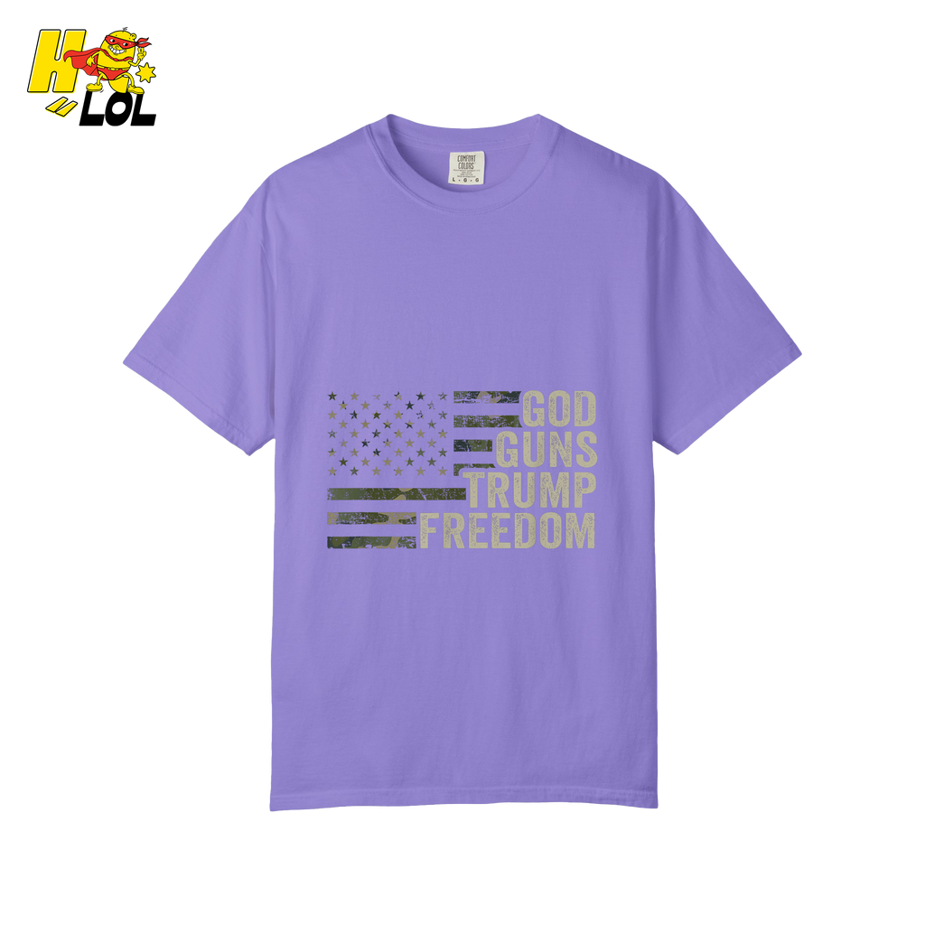 God Guns Trump Freedom Shirt Patriotic Camo Flag Shirt - HQLOL