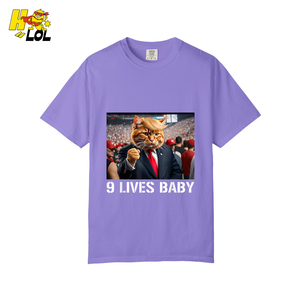 9 Lives Baby Shirt Funny Cat Meme Graphic Shirt - HQLOL