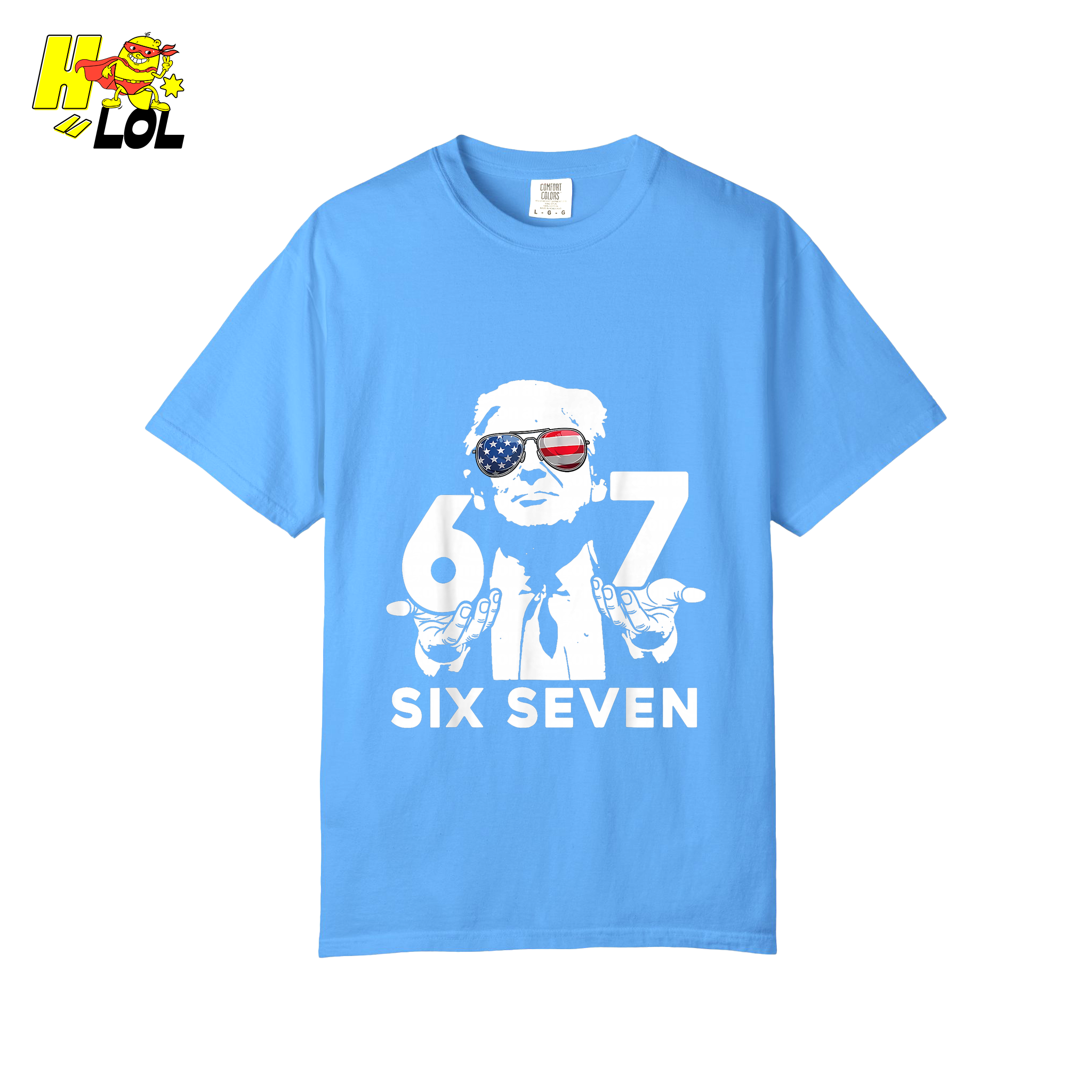 Six Seven Shirt 67 Patriotic Sunglasses Meme Graphic Shirt - HQLOL