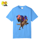 Trump Riding T-Rex American Flag Epic Patriotic Funny Gift Shirt - HQLOL