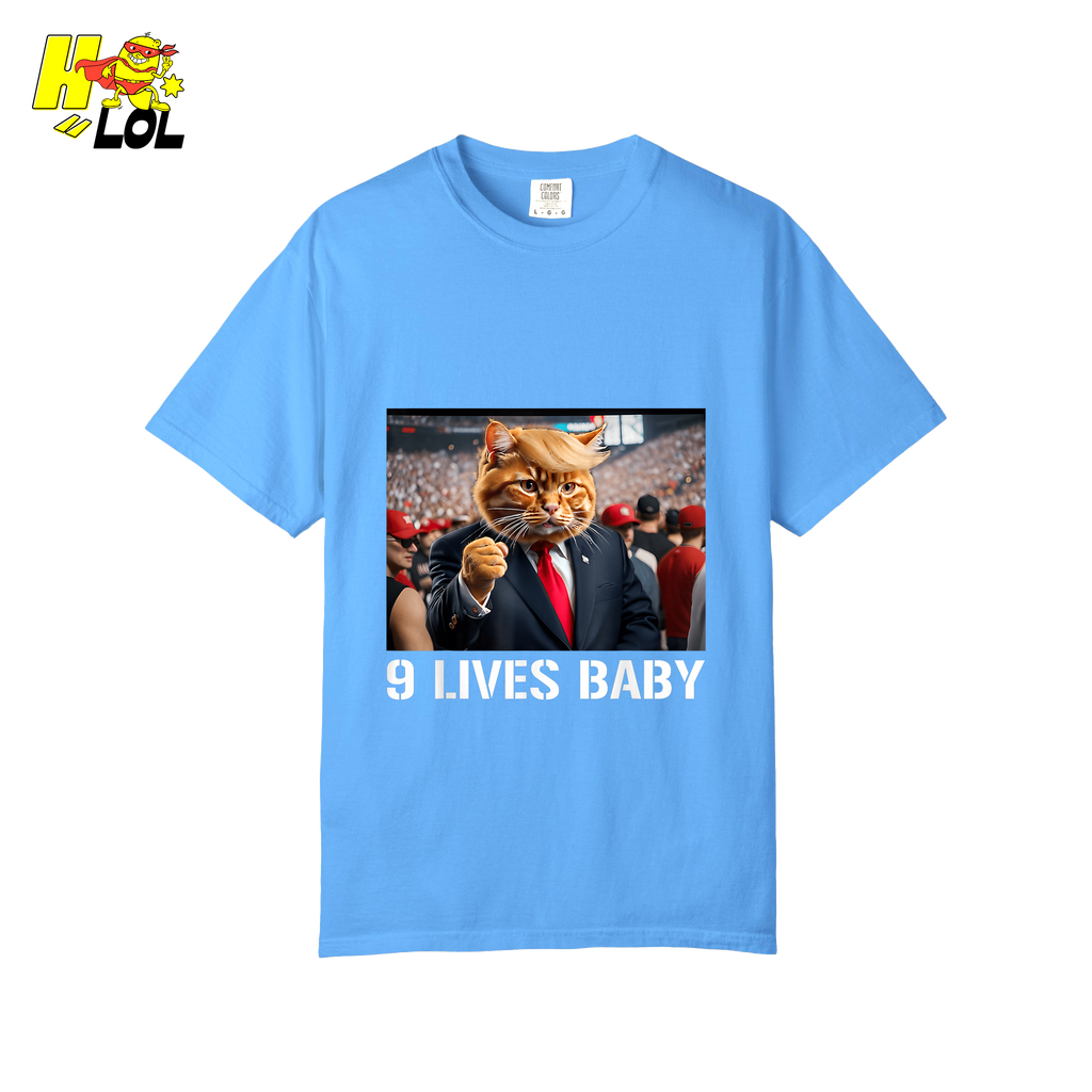 9 Lives Baby Shirt Funny Cat Meme Graphic Shirt - HQLOL