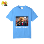 9 Lives Baby Shirt Funny Cat Meme Graphic Shirt - HQLOL