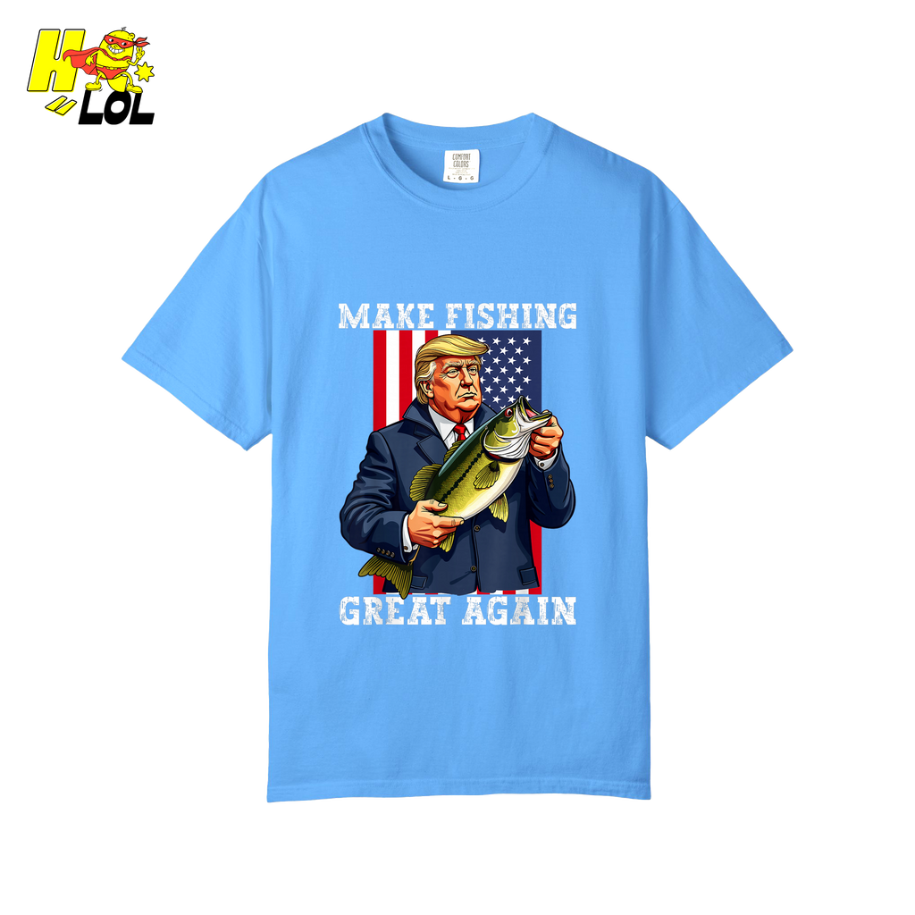 Make Fishing Great Again Shirt Funny Patriotic Bass Fishing Shirt - HQLOL