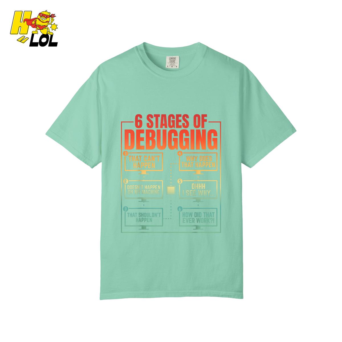 6 Stages of Debugging Shirt Funny Programmer Coding Gifts - HQLOL
