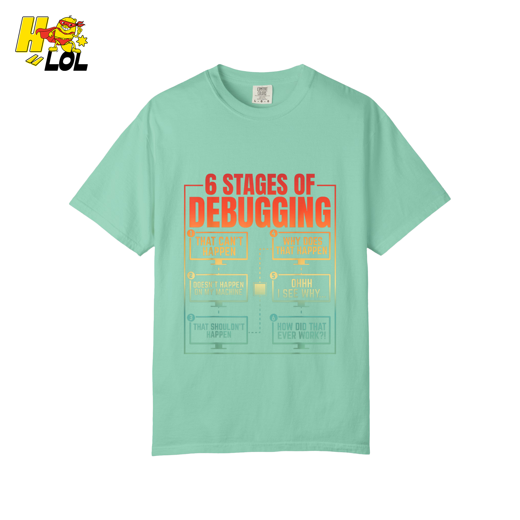 6 Stages of Debugging Shirt Funny Programmer Coding Gifts - HQLOL