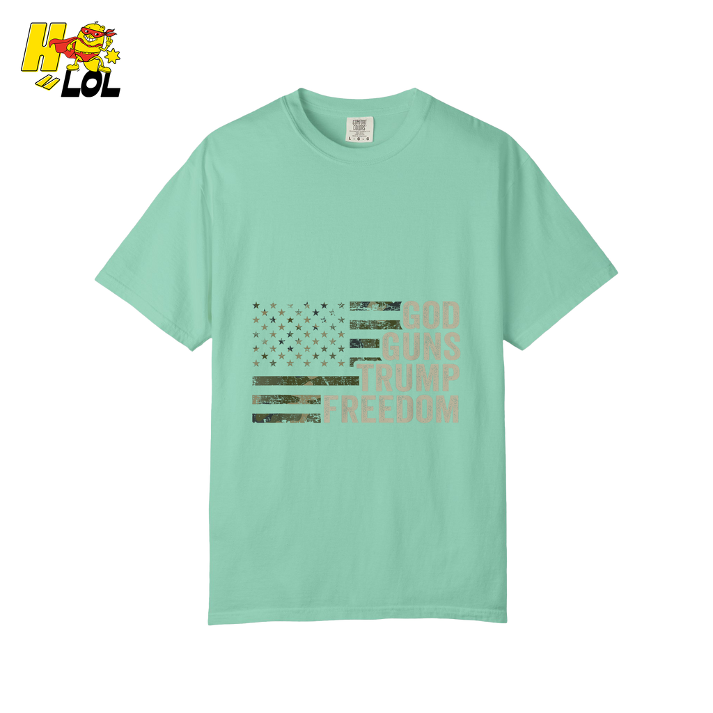 God Guns Trump Freedom Shirt Patriotic Camo Flag Shirt - HQLOL