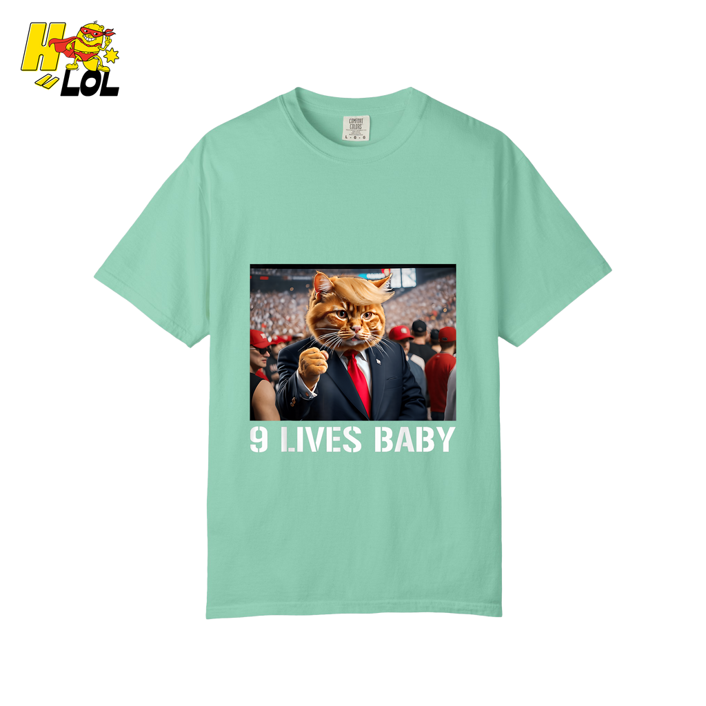 9 Lives Baby Shirt Funny Cat Meme Graphic Shirt - HQLOL