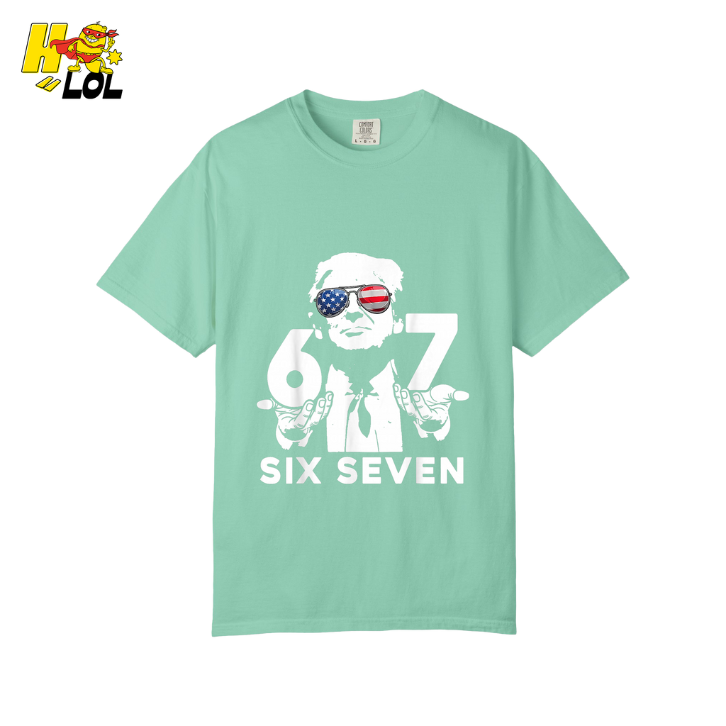 Six Seven Shirt 67 Patriotic Sunglasses Meme Graphic Shirt - HQLOL